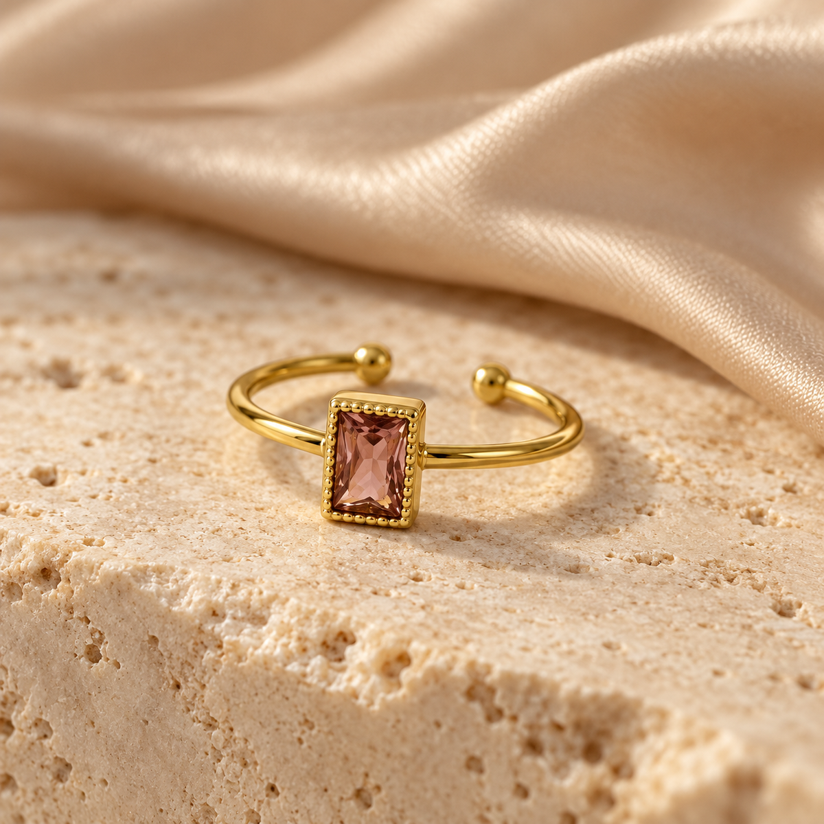 Roselle Solitaire Gold Adjustable Ring