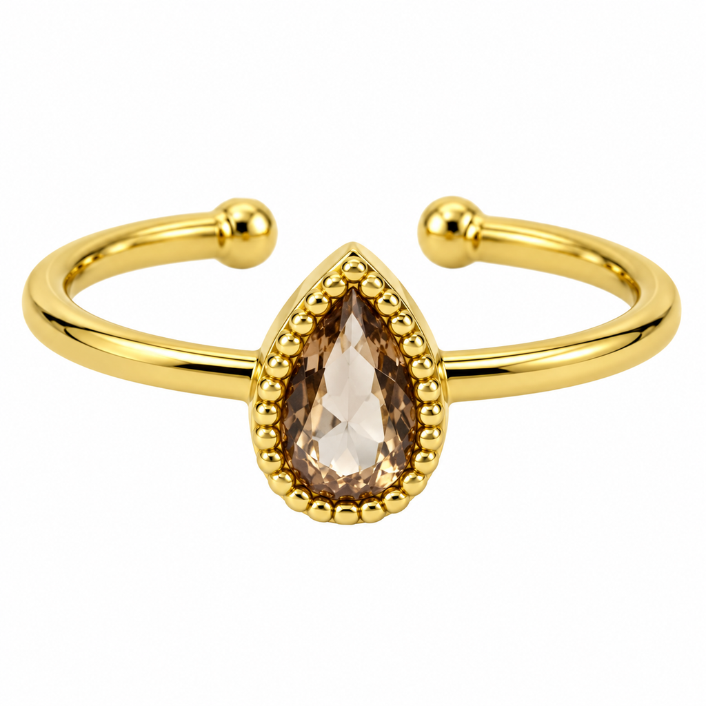 Sienna Champagne Dewdrop Gold Ring