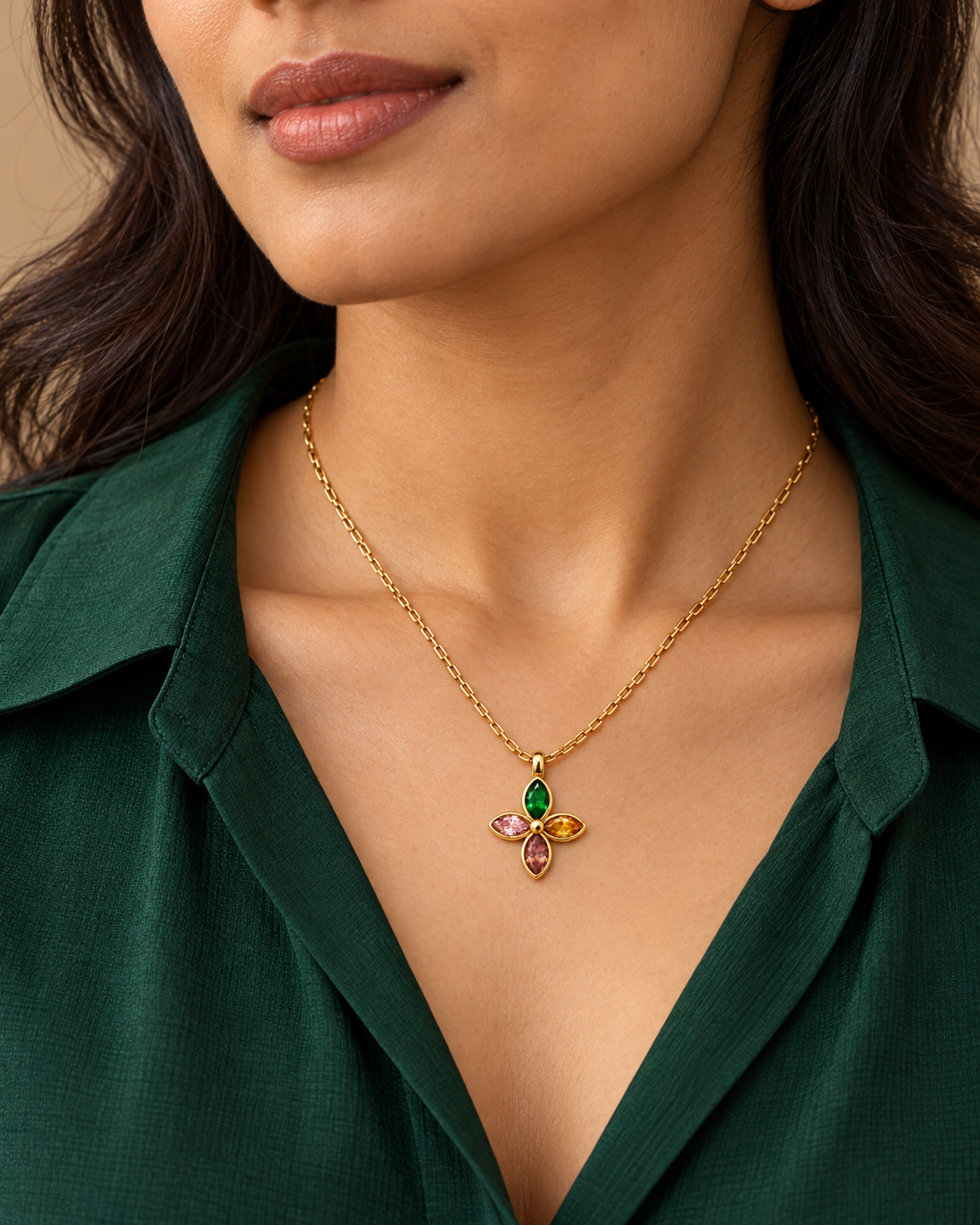 Liora Bloom Multicolour Gold Necklace