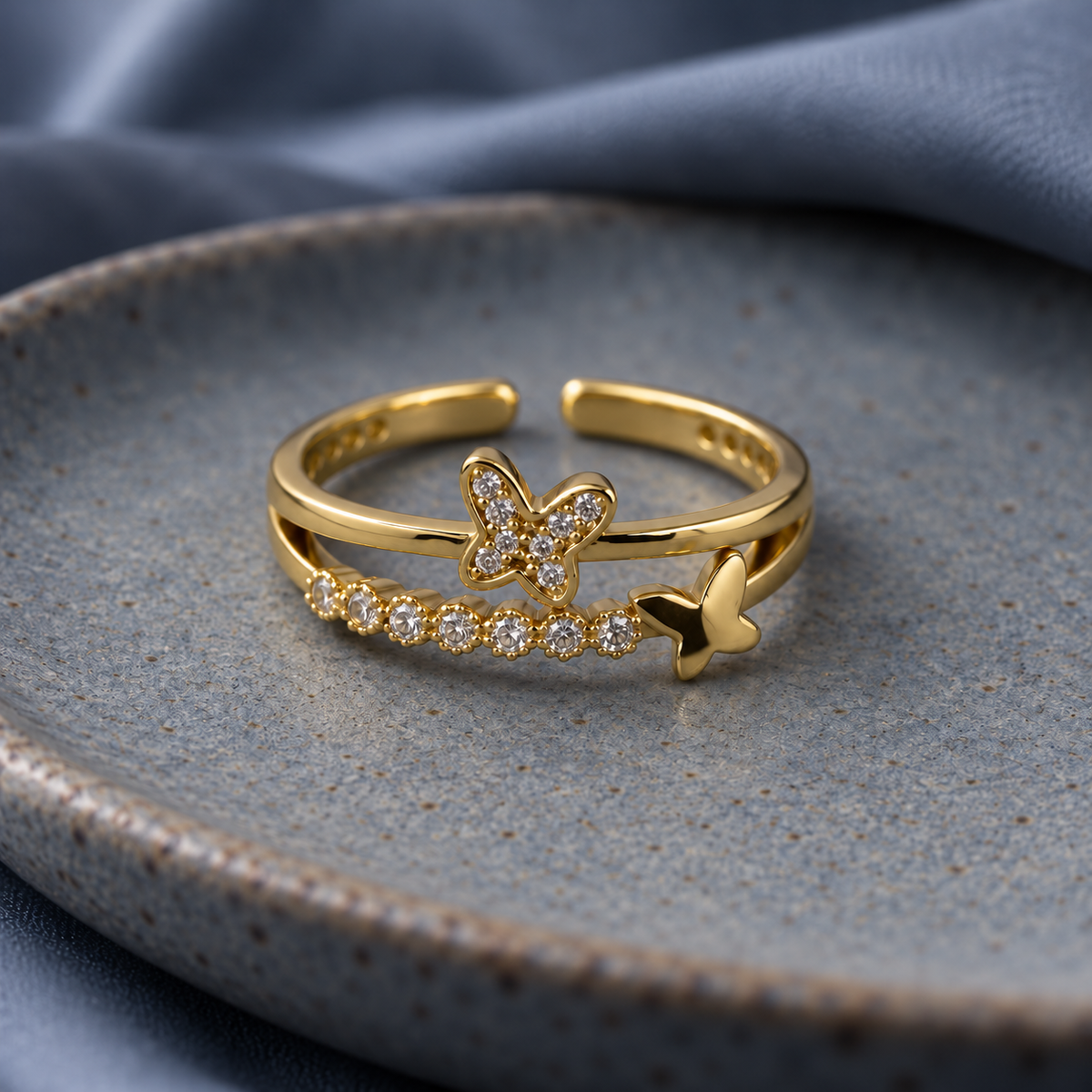 Aveline Butterfly Glow Gold Ring