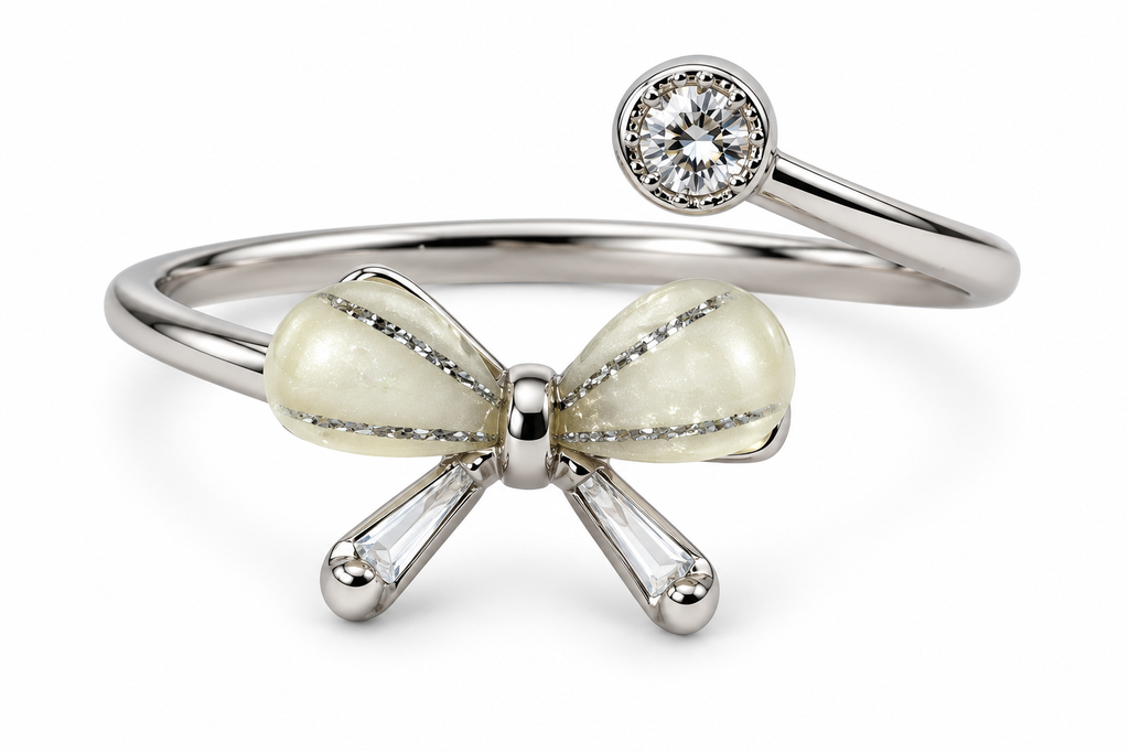 Maisie Ivory Bow Silver Ring