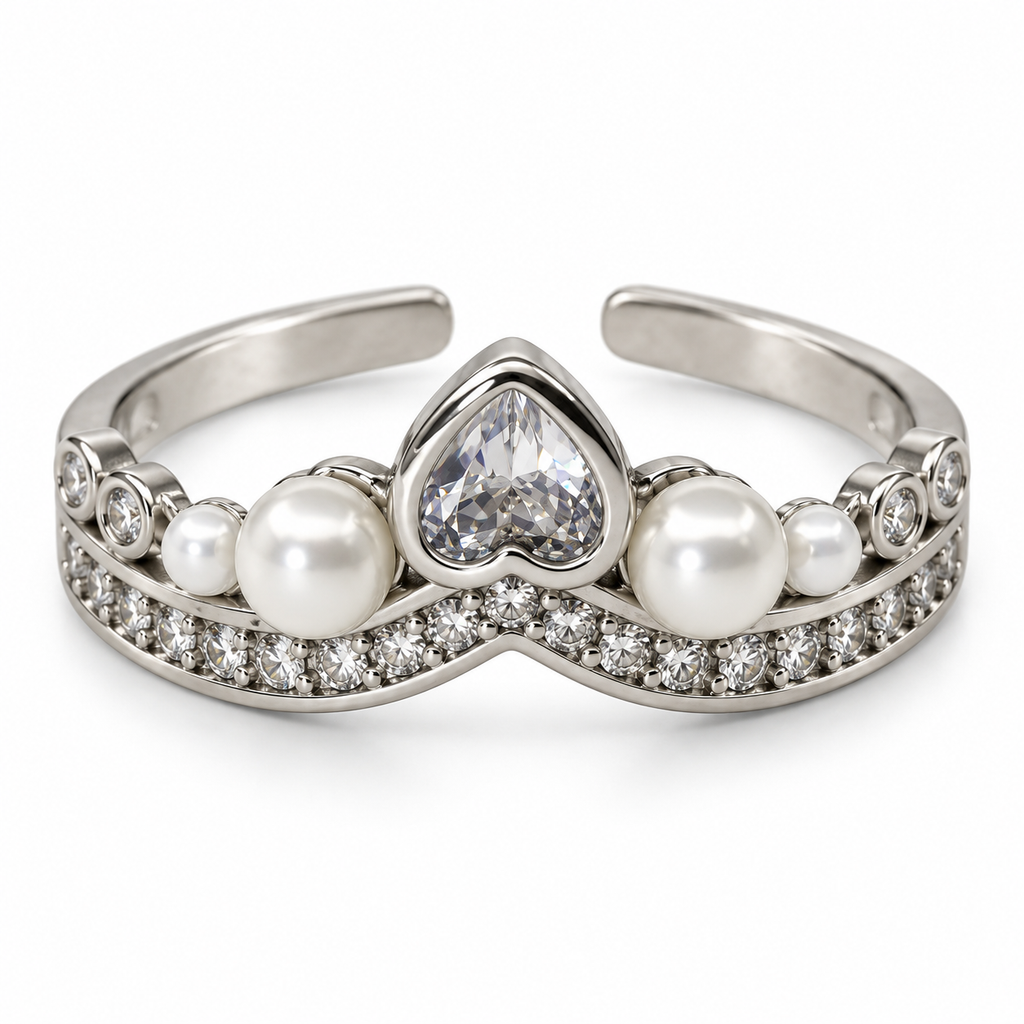 Serena Pearlheart Silver Ring
