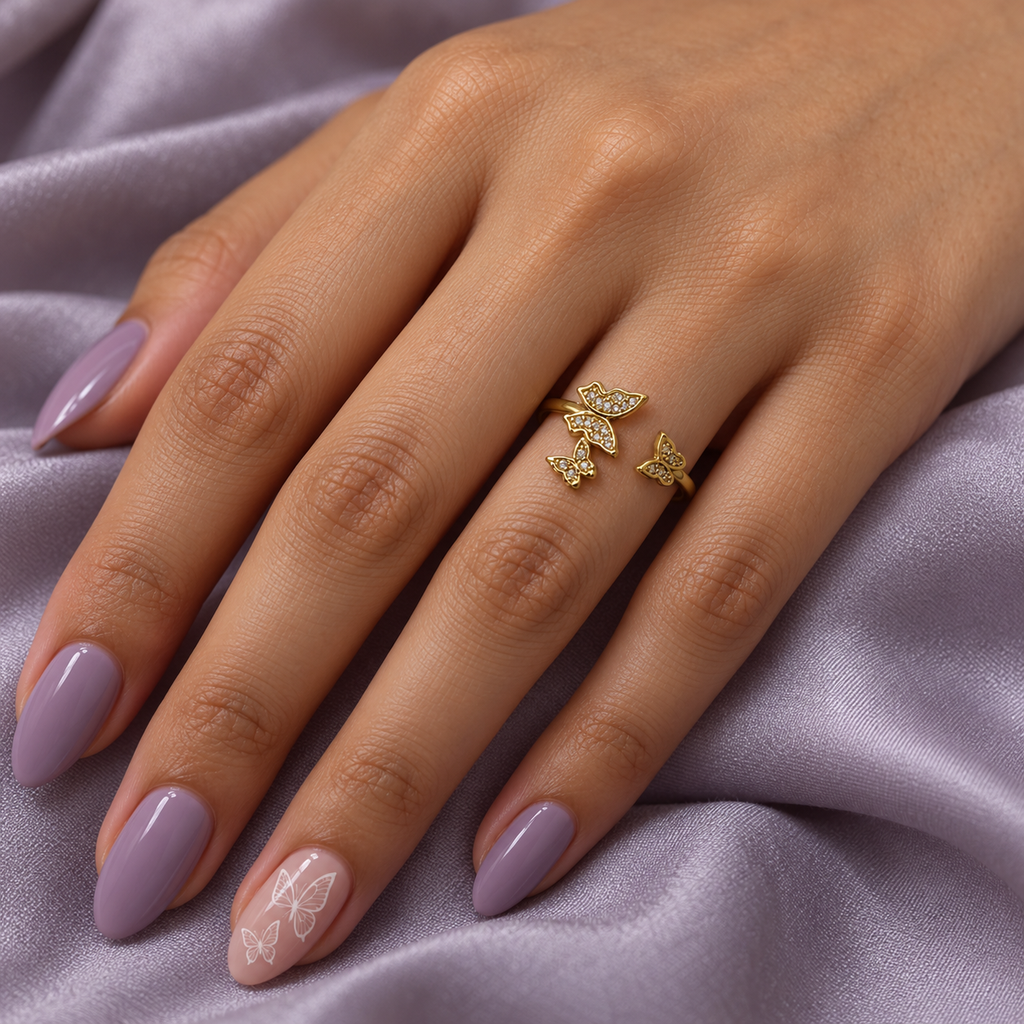 Celina Butterfly Cascade Gold Ring