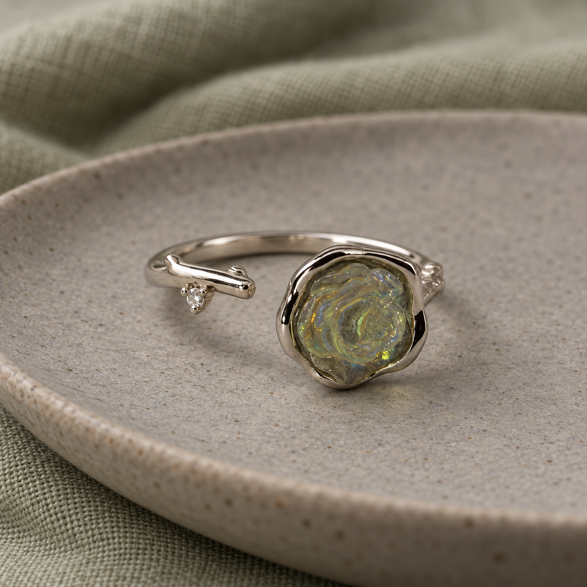 Iris Moonrose Silver Ring