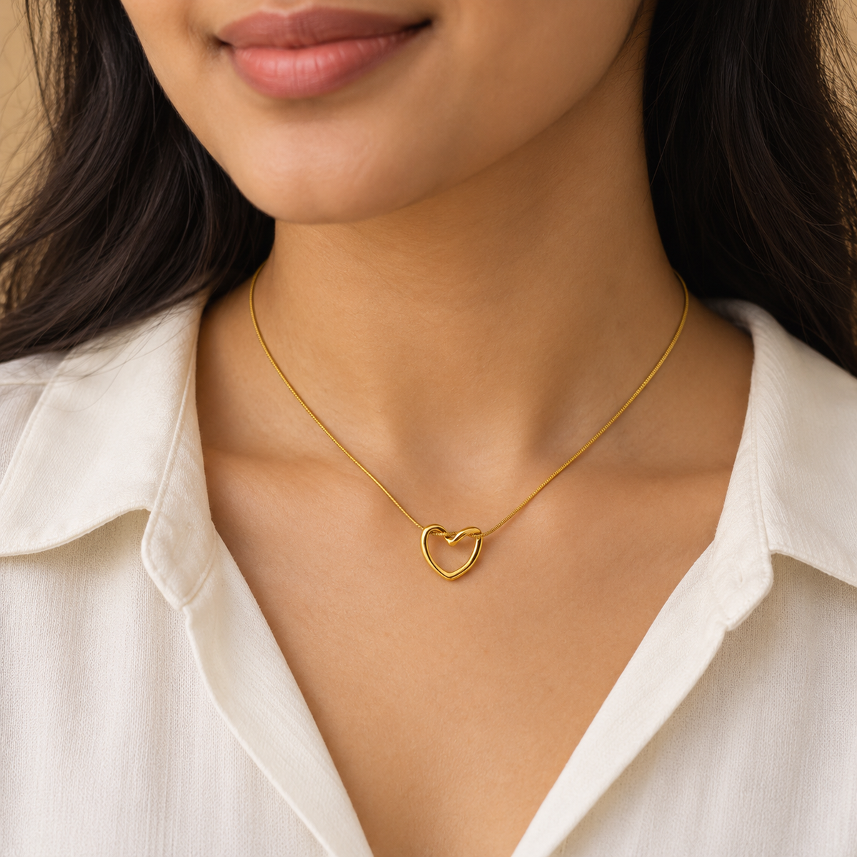 Mira Golden Heartline Necklace