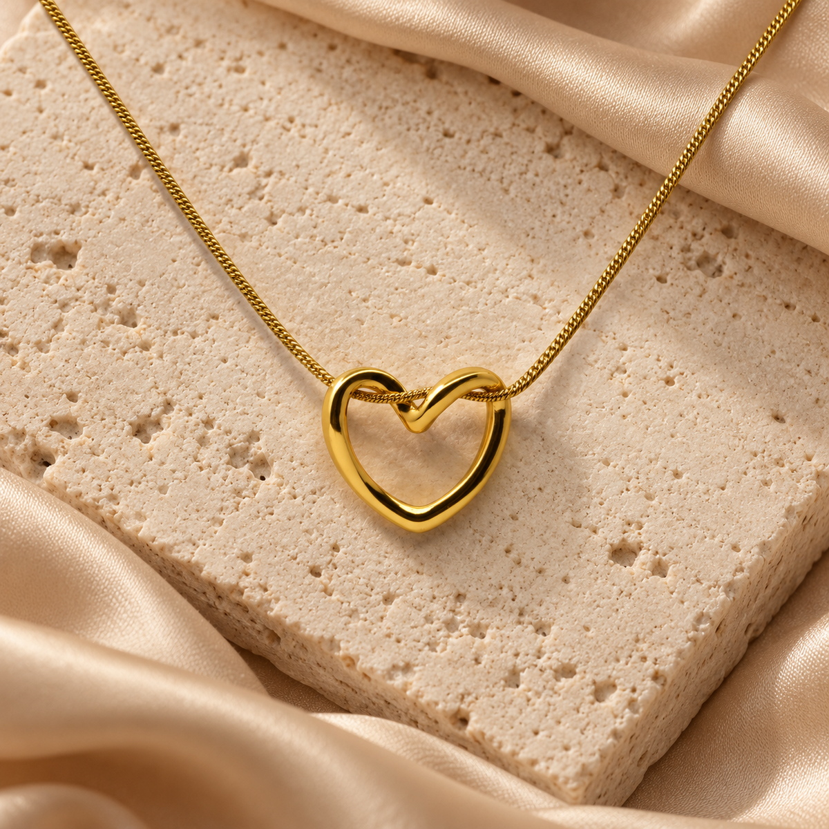 Mira Golden Heartline Necklace