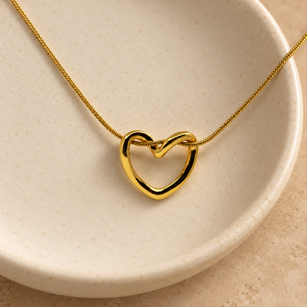 Mira Golden Heartline Necklace