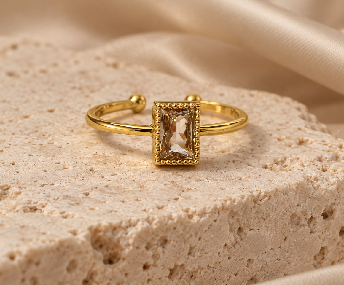 Roselle Solitaire Gold Adjustable Ring