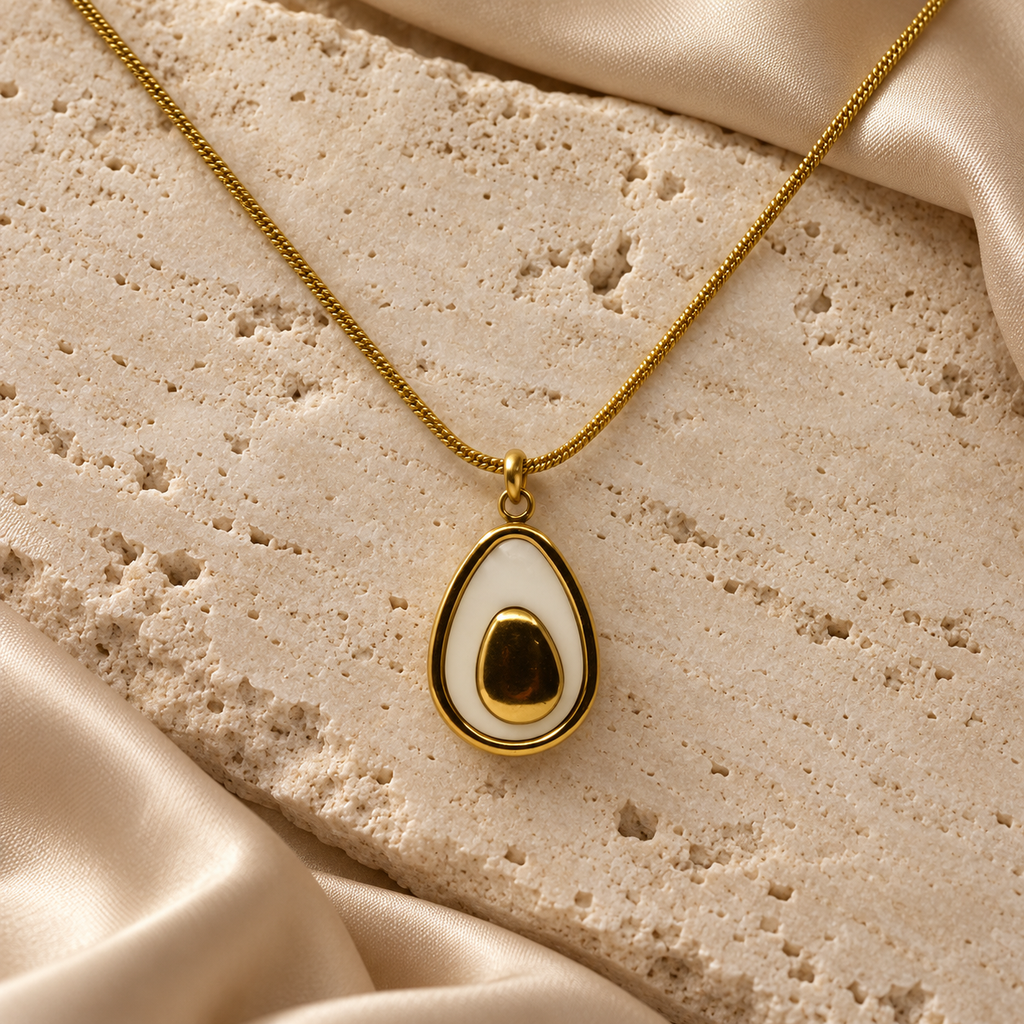Elara Ivory Dewdrop Gold Necklace