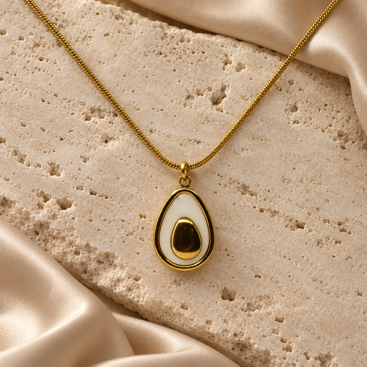 Elara Ivory Dewdrop Gold Necklace