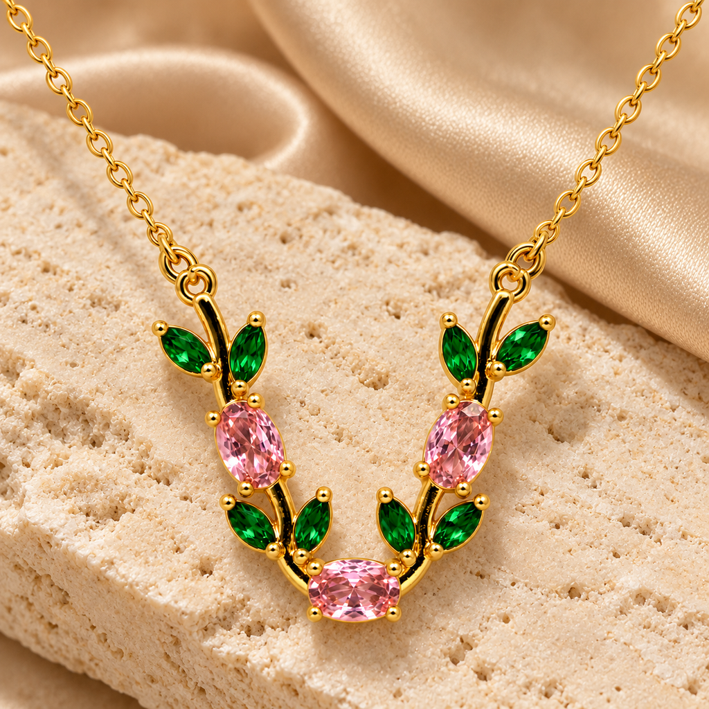 Elowen Blush Vine Gold Necklace