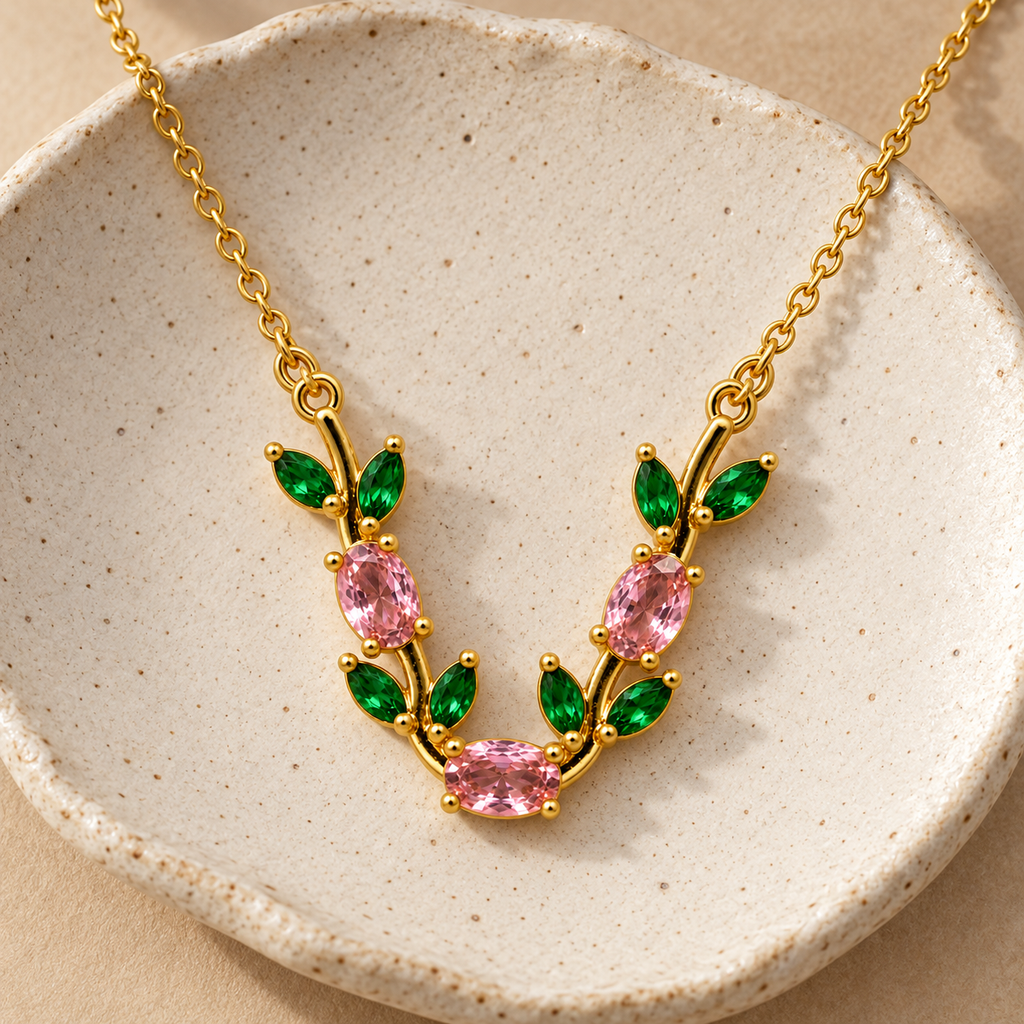 Elowen Blush Vine Gold Necklace