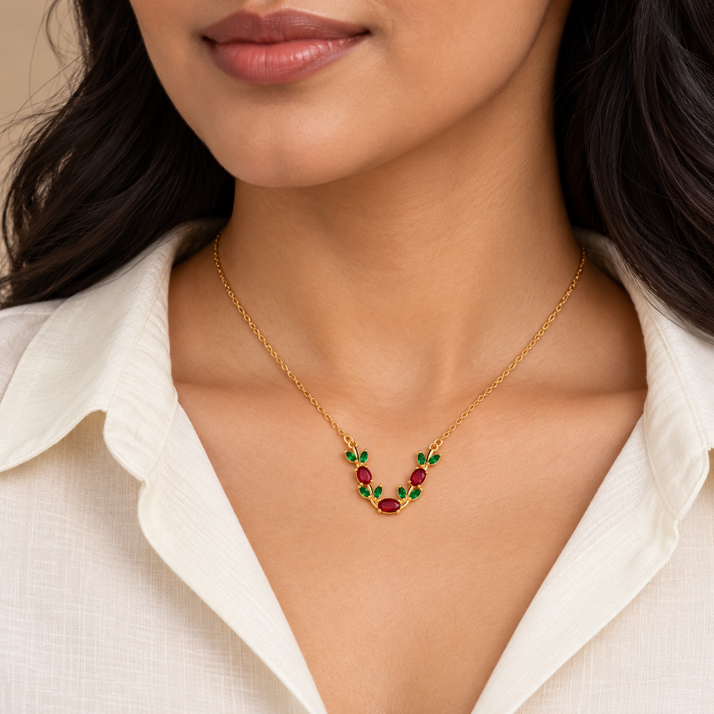 Elowen Crimson Vine Gold Necklace