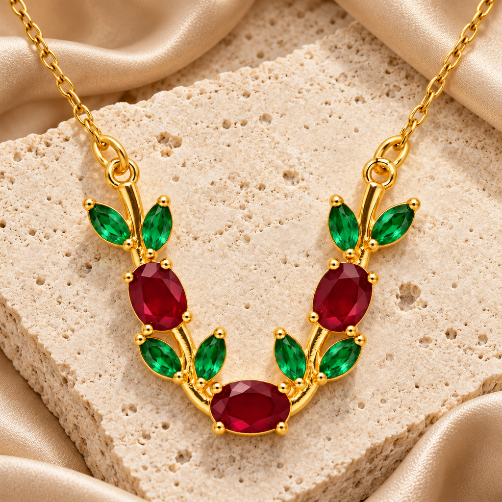 Elowen Crimson Vine Gold Necklace