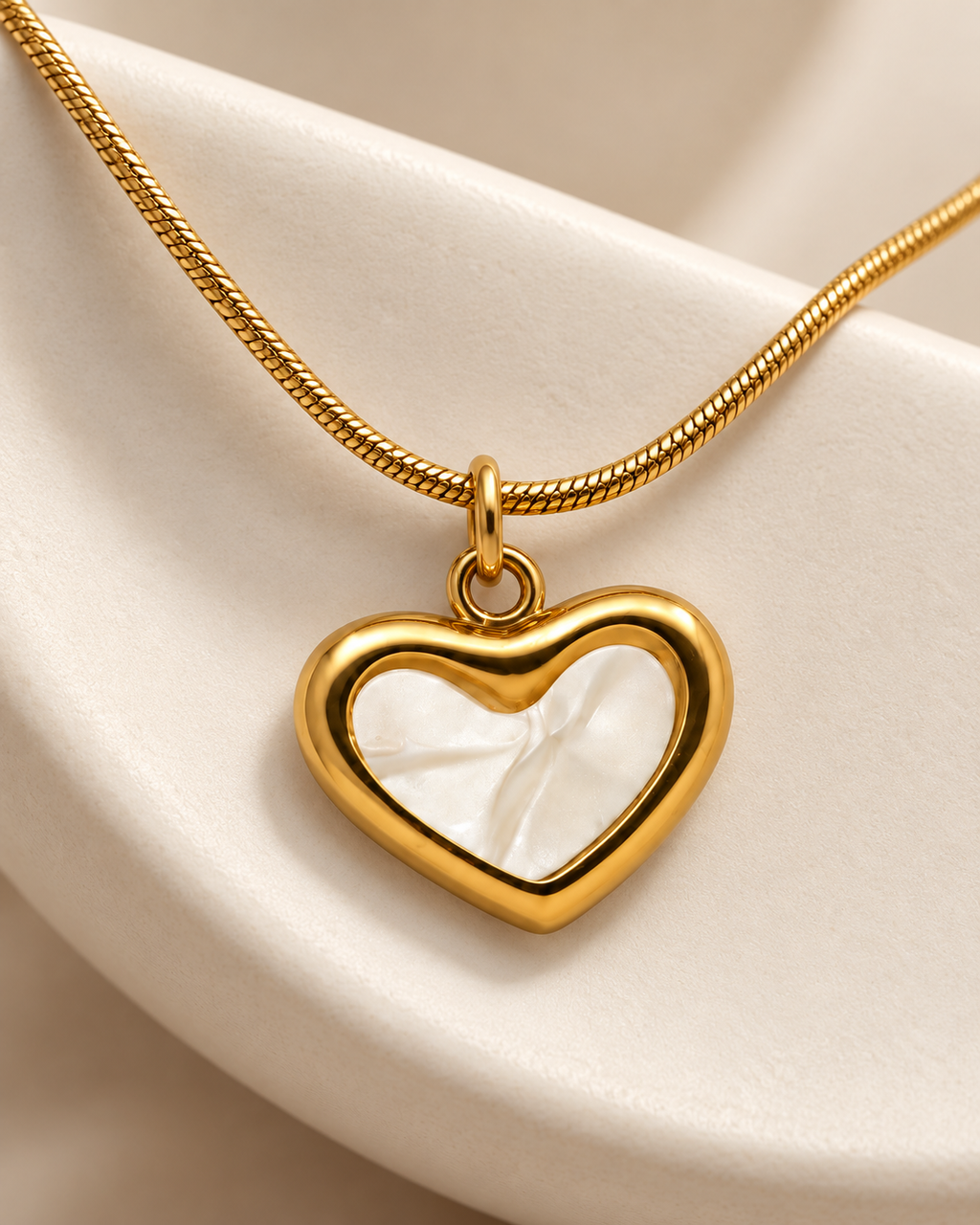 Aria Ivory Heart Gold Necklace
