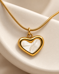 Aria Ivory Heart Gold Necklace