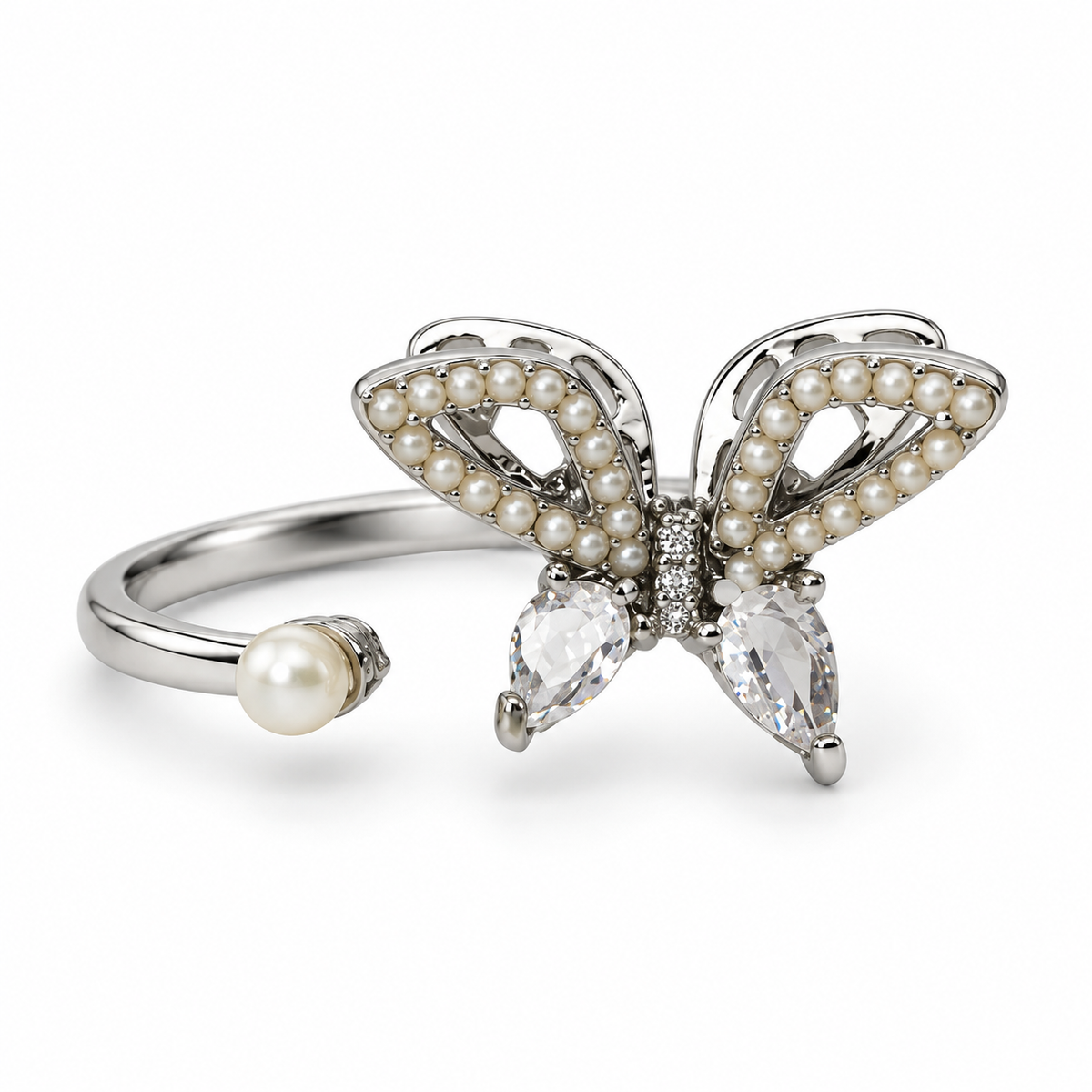 Lyra Pearlflutter Silver Ring