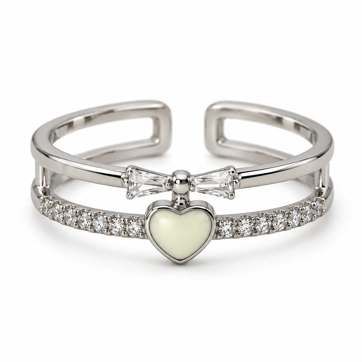 Carys Heartbow Silver Ring