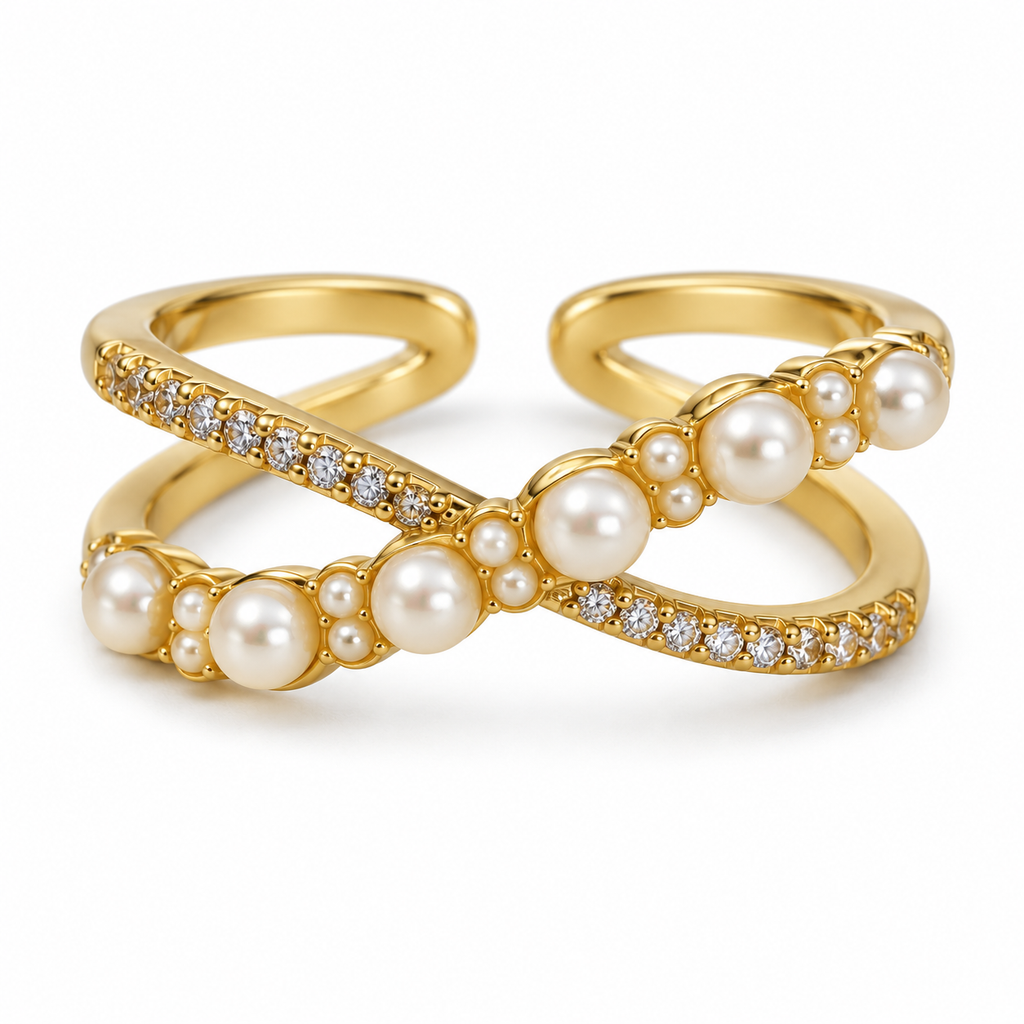 Noelle Pearl Embrace Gold Ring
