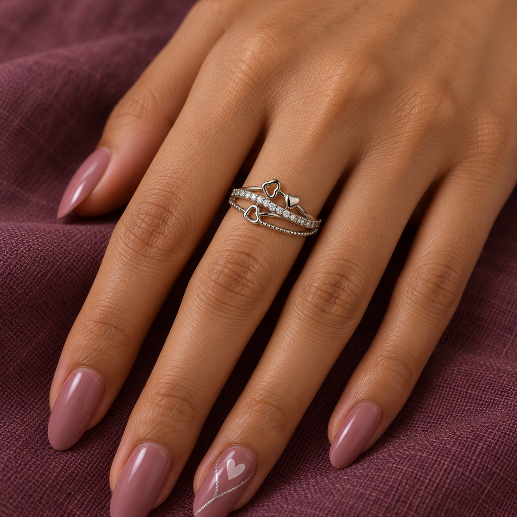 Talia Heartstrings Silver Ring
