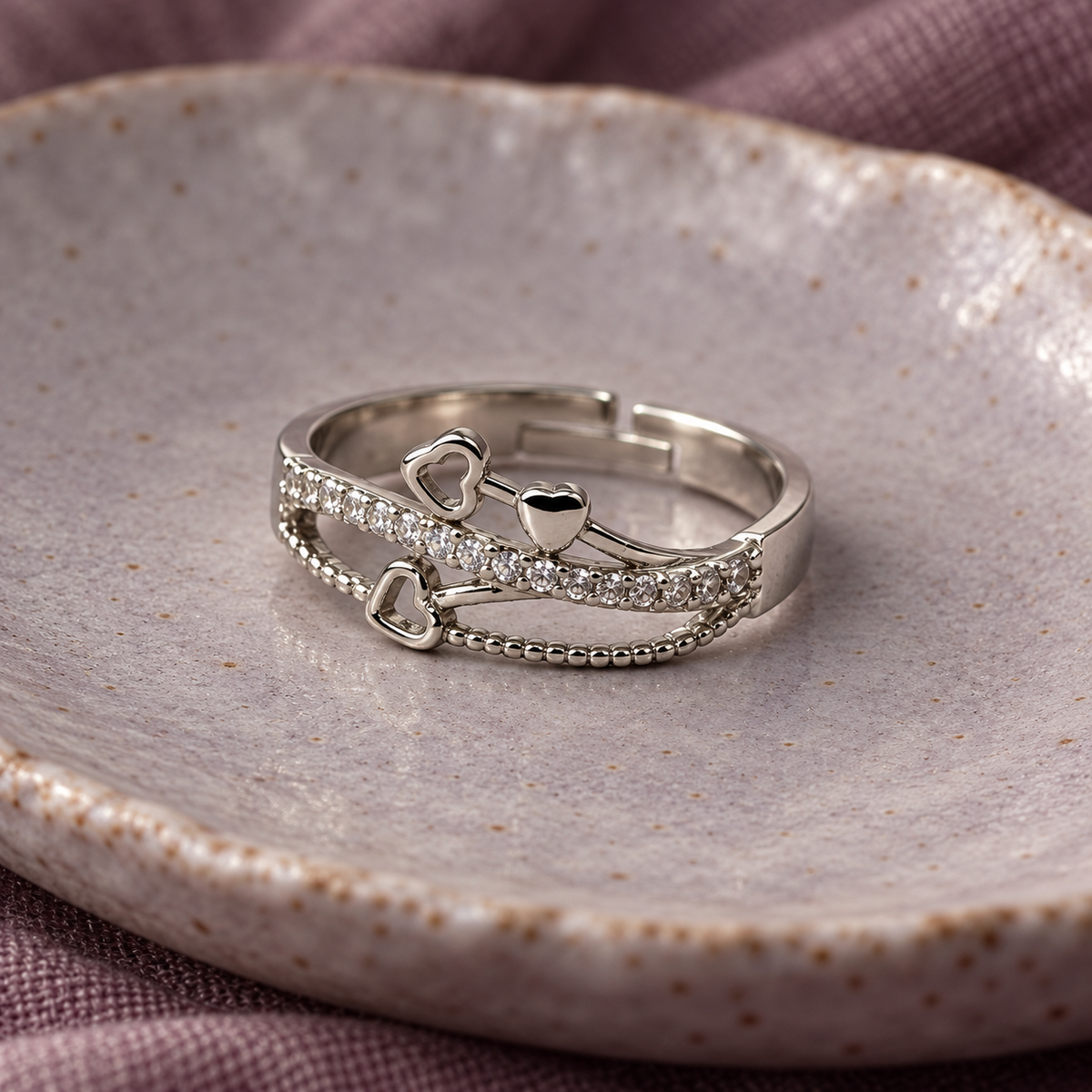 Talia Heartstrings Silver Ring