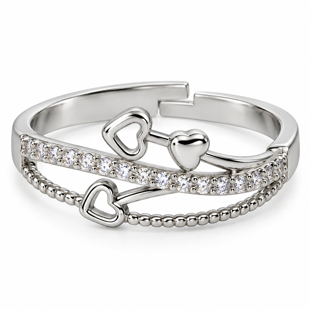 Talia Heartstrings Silver Ring