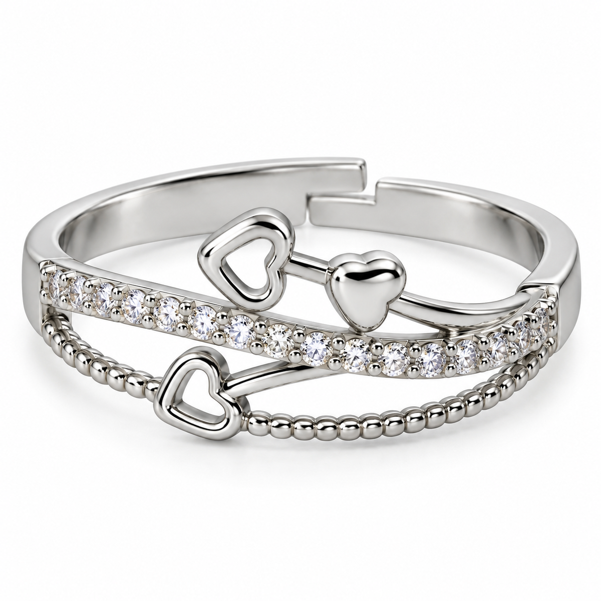 Talia Heartstrings Silver Ring