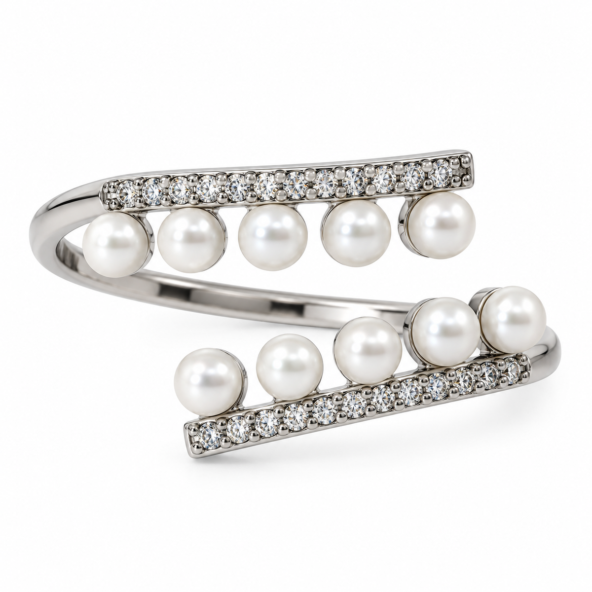 Vivienne Pearl Cascade Silver Ring
